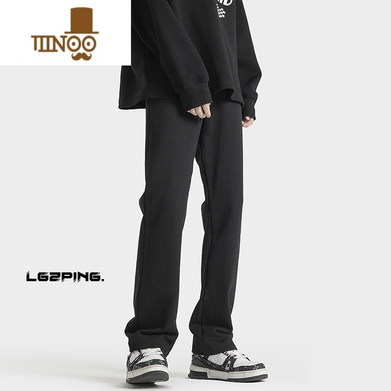 YANXU黑色美式vibe高街卫裤男秋季直筒窄版小众设计感显瘦X裤N版高清大图