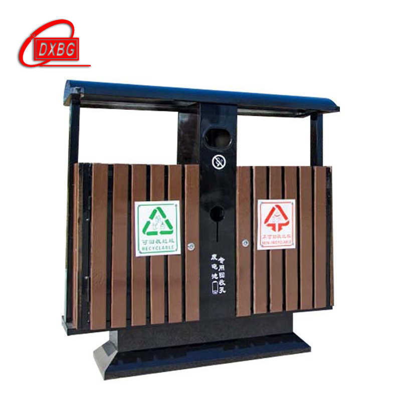 DXBG户外垃圾桶大号环卫不锈钢木分类双果皮箱室外公园景区小区垃圾箱高清大图