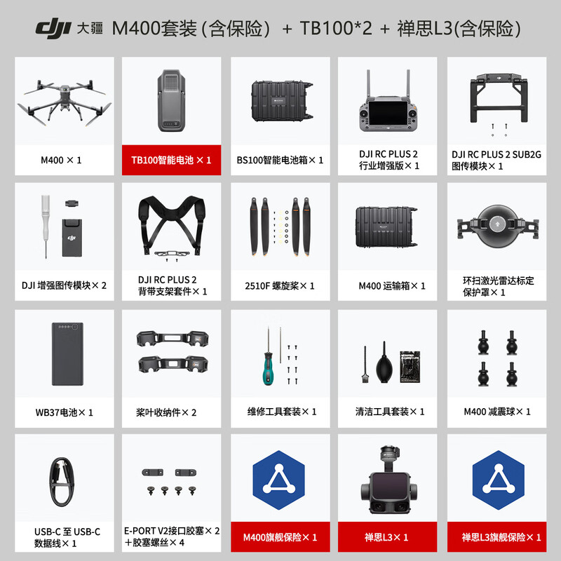 大疆(DJI)Matrice 400行业无忧 含TB100电池+禅思L3(含旗舰险)经纬M400测绘巡检应急救援 提货卡高清大图