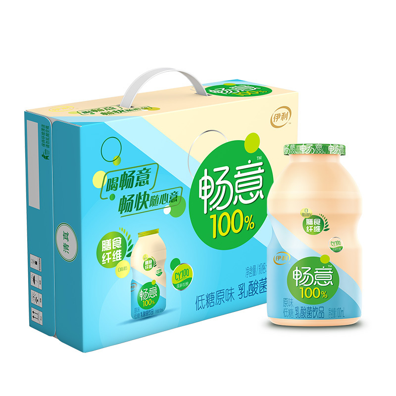 伊利 畅意100%乳酸菌饮品低糖原味100ml*5*6