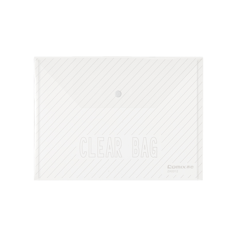 齐心 ZA0012 经典条纹透明按扣袋 A4 20个 透明 1套装