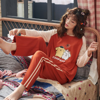 俞兆林睡衣女棉质长袖长裤韩版卡通少女家居服冬可爱可外穿套装夏季薄款