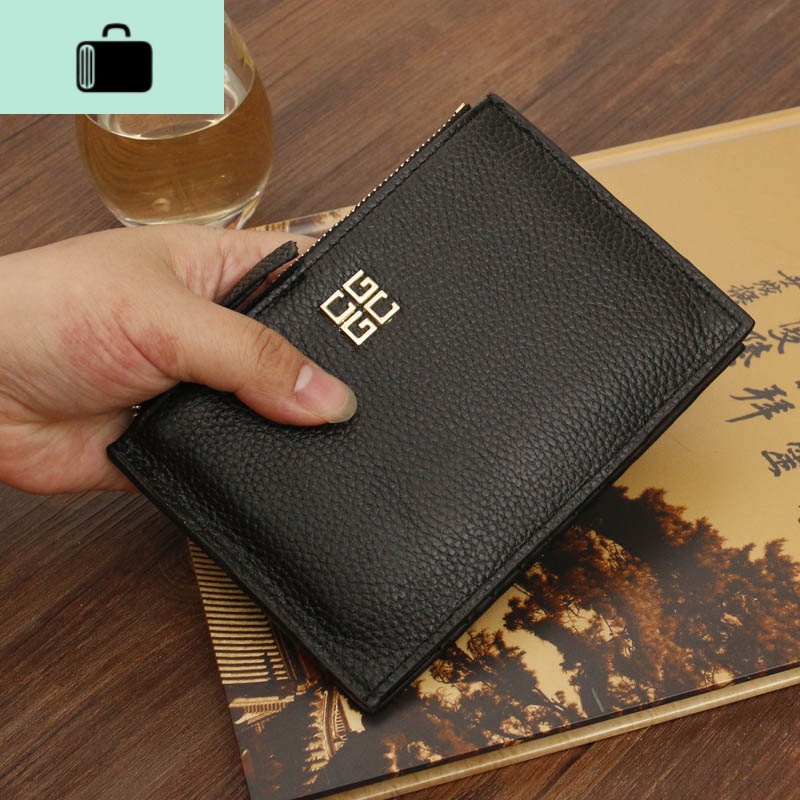 2019新款欧美多卡位真皮卡包女式牛皮超薄卡片包拉链零钱包女卡夹NEWLAKE 黑色