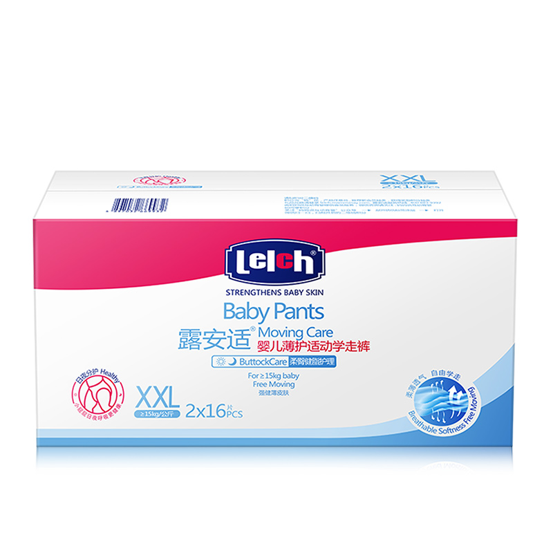 露安适/lelch日用婴儿薄护适动柔护婴幼儿学走裤XXL码32片装超薄透气尿不湿拉拉裤高清大图
