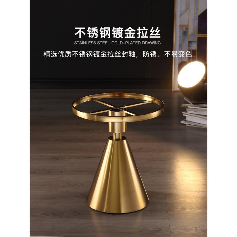 森美人轻奢边几圆形大理石沙发角几后现代金色金筒酒店式小茶几 直径50cm钛金【爵士白】现货