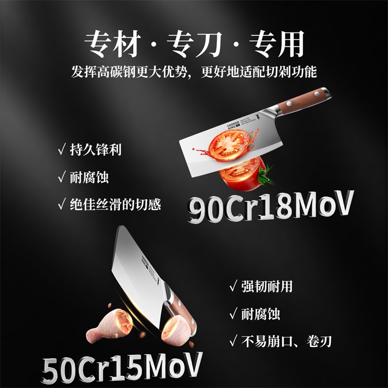 炊大皇刀具套装七件套家用菜刀切片刀斩砍骨 刀小厨刀水果刀柳叶刀七件套 TD07LY高清大图