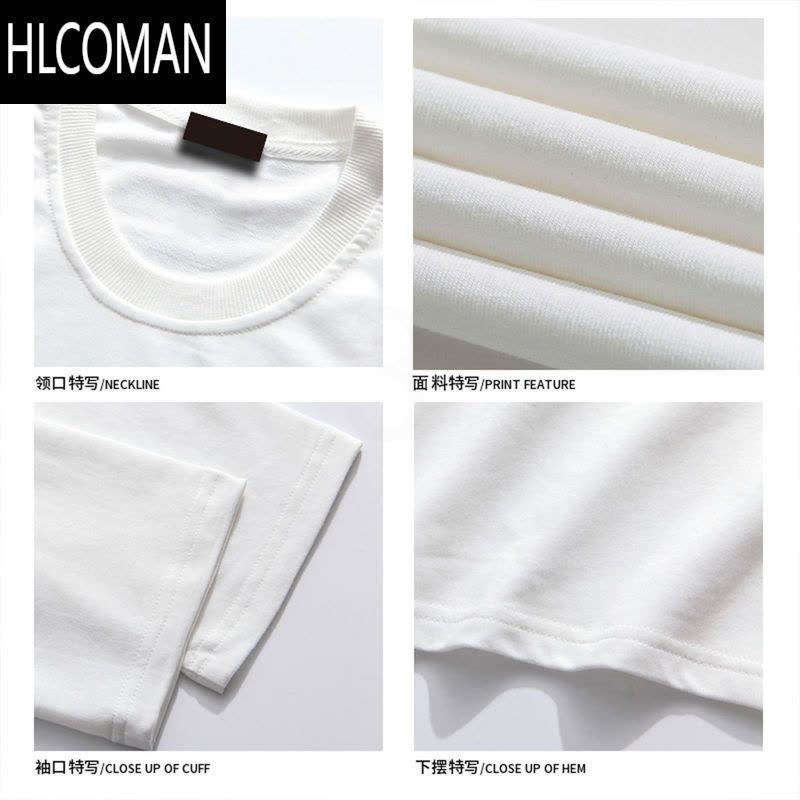 HLCOMANvintage美式个性字母印花短袖男ins潮牌T恤夏季高街宽松上衣图片