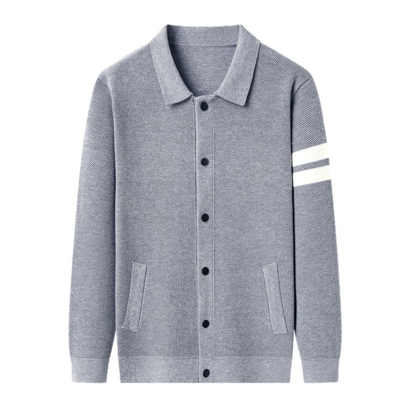 翻领男士针织开衫2025秋冬新款时尚休闲宽松毛衣外套男高清大图