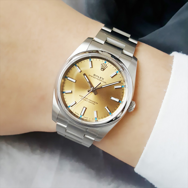 正品劳力士rolex蚝式恒动自动机械34mm约155cm95新