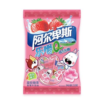 阿尔卑斯软糖乐嚼q萌爪草莓味qq糖儿童果汁橡皮糖果30g7小袋乐嚼q糖30