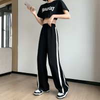 [1.5折价65元]唐狮 春秋季阔腿裤女宽松休闲侧面拼条阔腿裤高腰垂感面料升级加厚女裤
