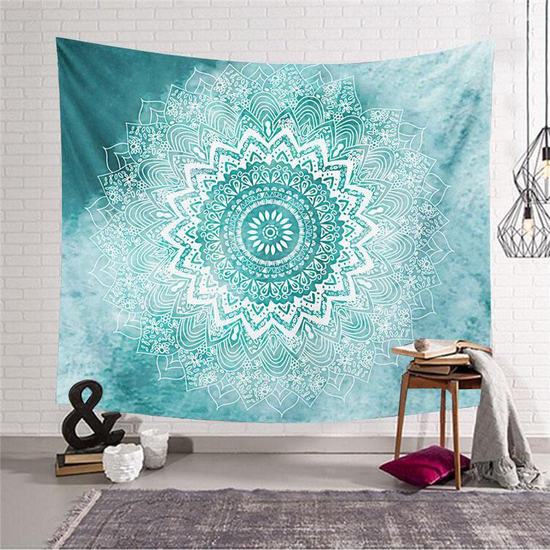 美帮汇曼陀罗印度波西米亚床头挂布墙壁装饰挂毯瑜伽壁毯隔断帘 图一150*200(送星灯+粘钩)高清大图