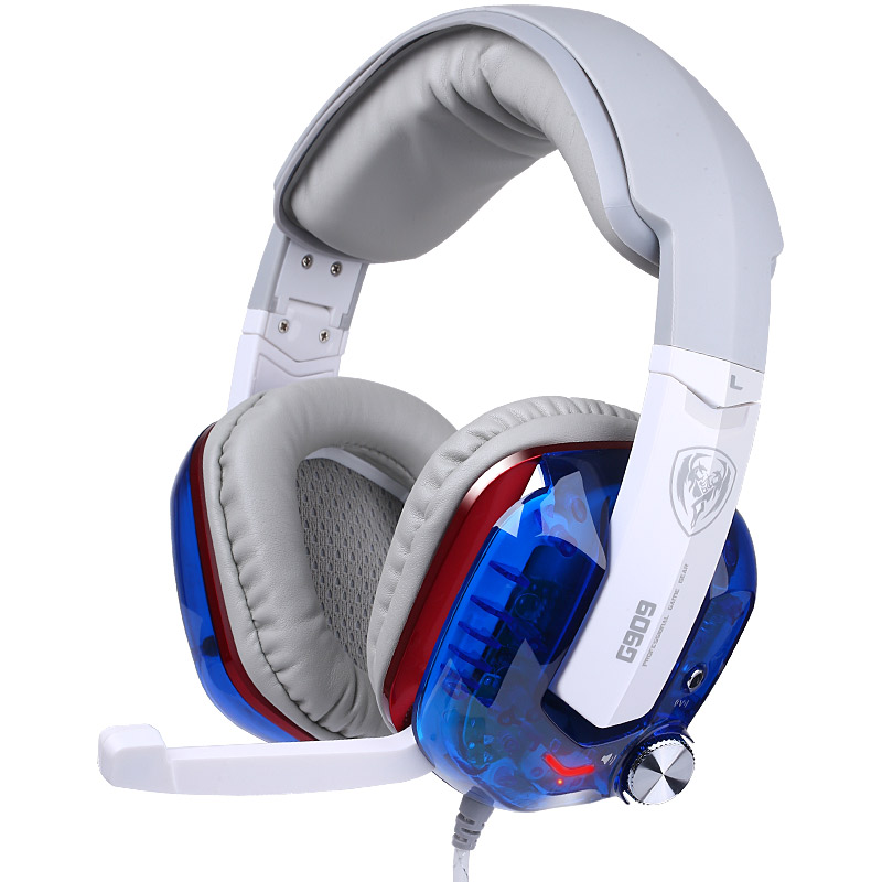 硕美科(SOMIC) G909蓝晶版 7.1声效游戏耳机 头戴式电脑耳麦 蓝色