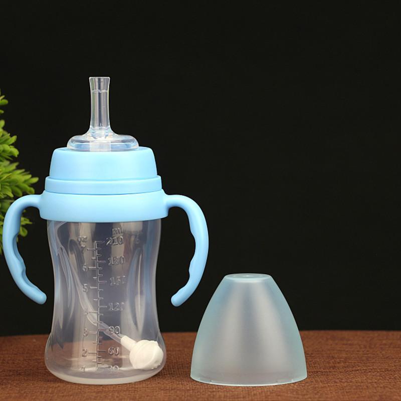 杯吸管杯水杯带手柄防摔杯子奶瓶儿童小孩婴儿喝奶喝水杯210毫升粉色