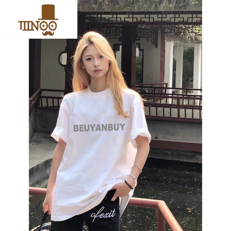 YANXU美式复古小领口情侣装t恤男300goversize短袖夏季潮牌男领装高清大图