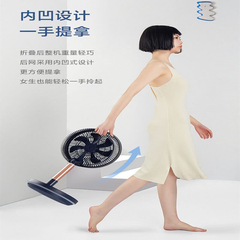 艾美特(Airmate)落地扇无线折叠充电落地扇便携户外风扇强大风力智能遥控 带夜灯12寸折叠扇CM-RD24蓝色落地扇图片