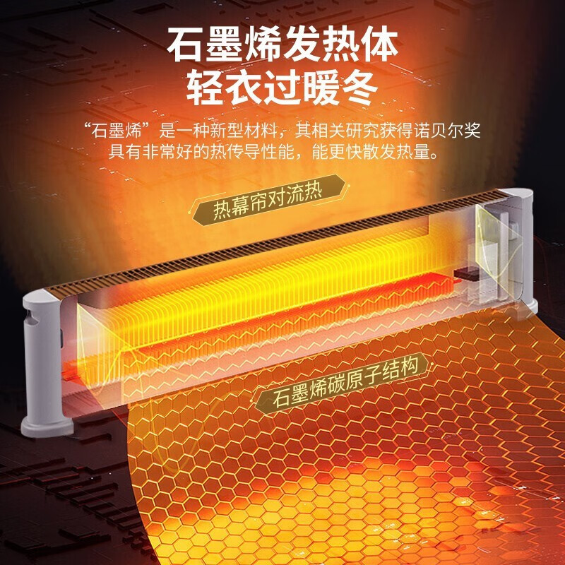 美的(Midea) 石墨烯踢脚线取暖器家用电暖器IP24级防水电暖气移动地暖客厅浴室 HDV22U高清大图