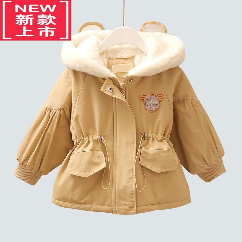 可莉允女童棉服冬装2022新款儿童加绒洋气翅膀冬季派克服女宝宝风衣外套图片
