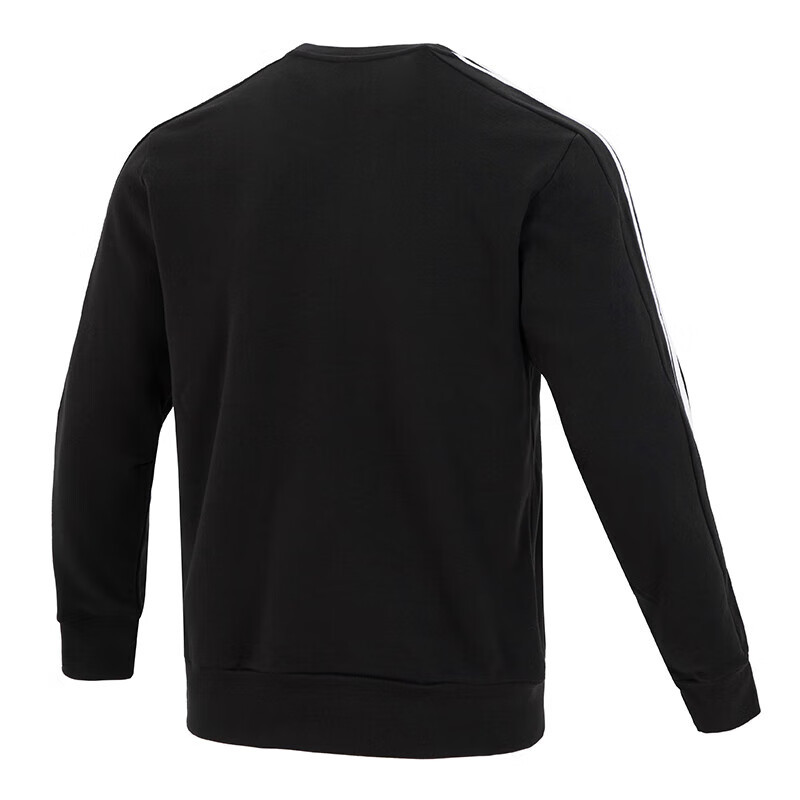 阿迪达斯(adidas)卫衣男 2023秋季新款运动休闲服纯棉透气黑色经典款圆领针织衫 IC9317/内里毛圈 S