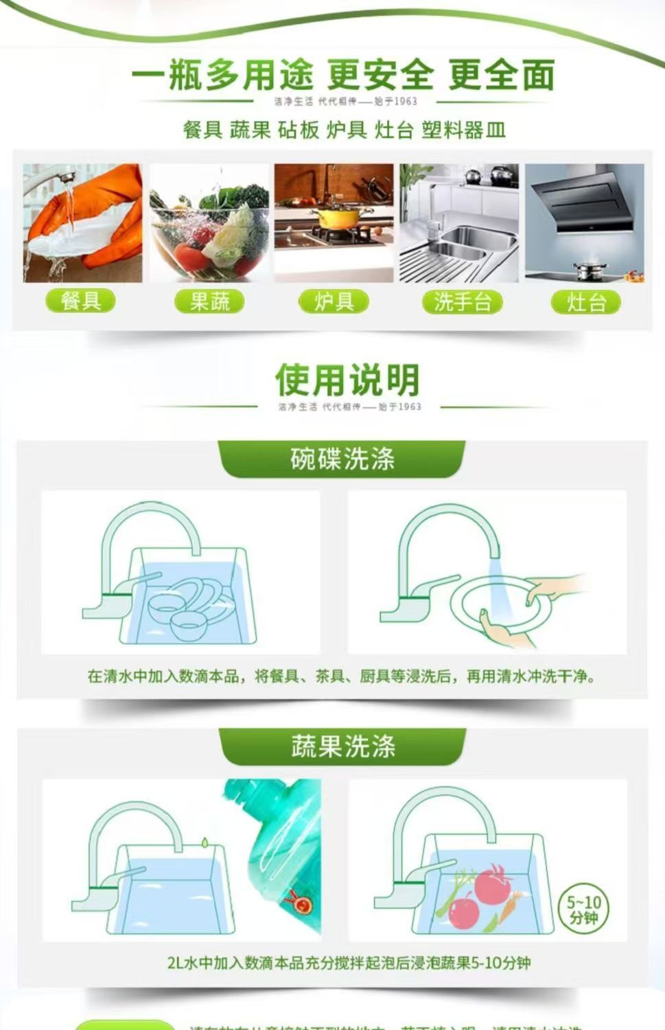 白猫绿茶薄荷洗洁精458g*2瓶清爽去油洁净清新餐具净蔬果净洗涤剂高清大图