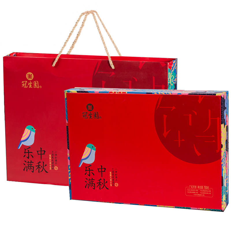 上海冠生园乐满中秋广式月饼礼盒 8粒750g 上等豆沙 香蜜枣泥 香浓椰蓉 相思抹茶