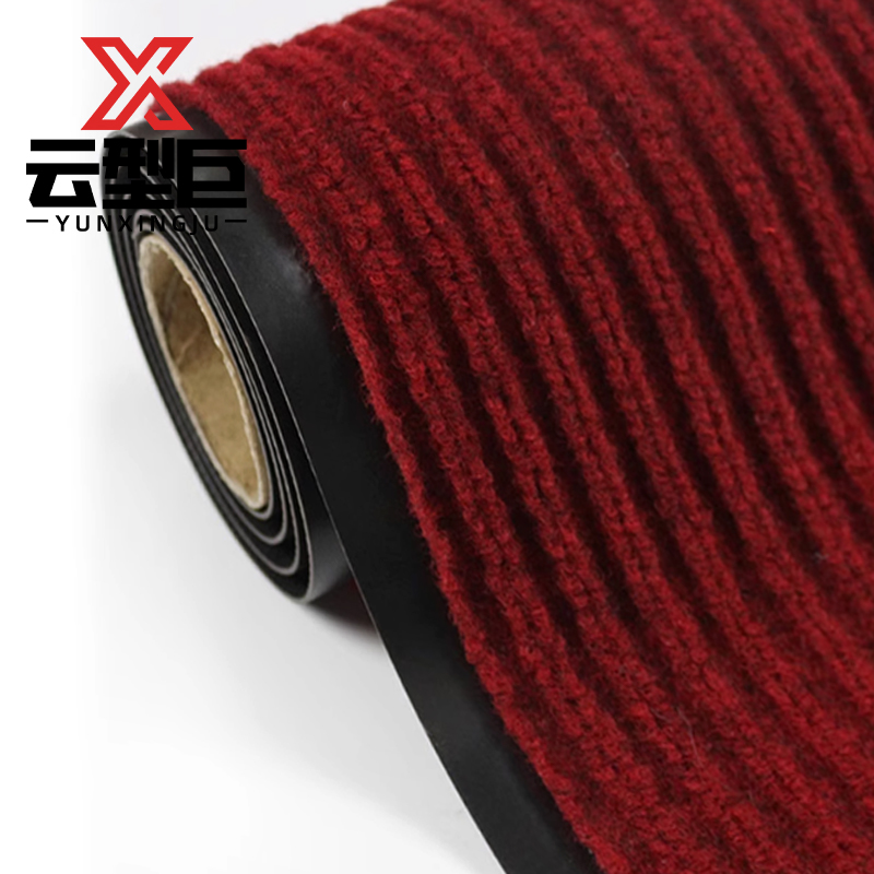 云型巨 条纹地毯 大面积铺满可裁剪入户门地垫地毯防滑进门门垫脚垫 暗红色1.2m*15m 单位:卷高清大图