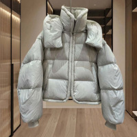 年冬季韩版立领连帽棉服女短款新款宽松加厚保暖面包服外套 XL（推荐145-168斤） 米白色