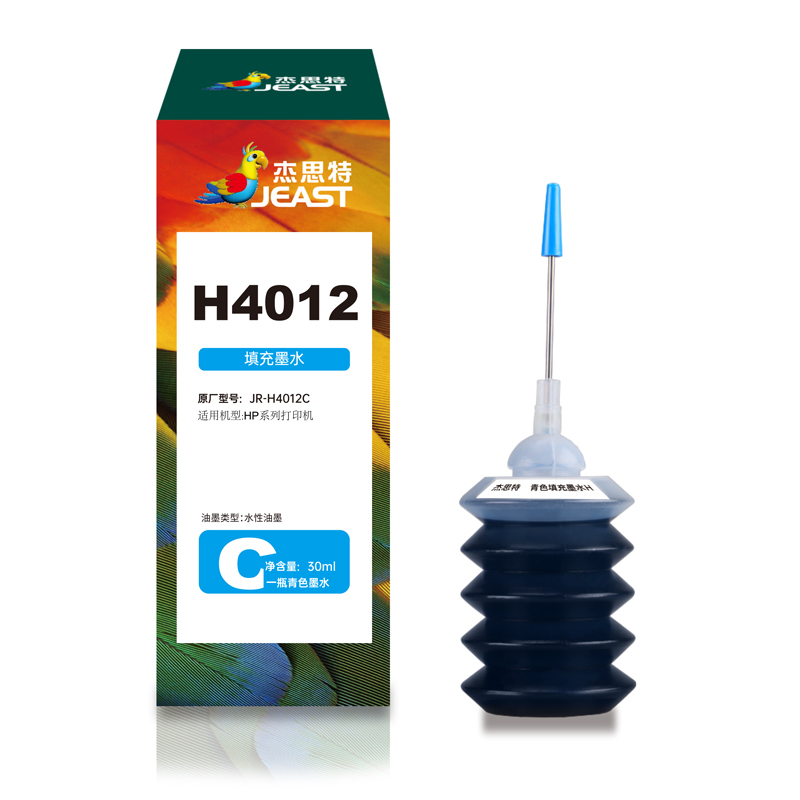 杰思特JR-H4012C墨水 青色 适用HP墨盒填充水 30ml