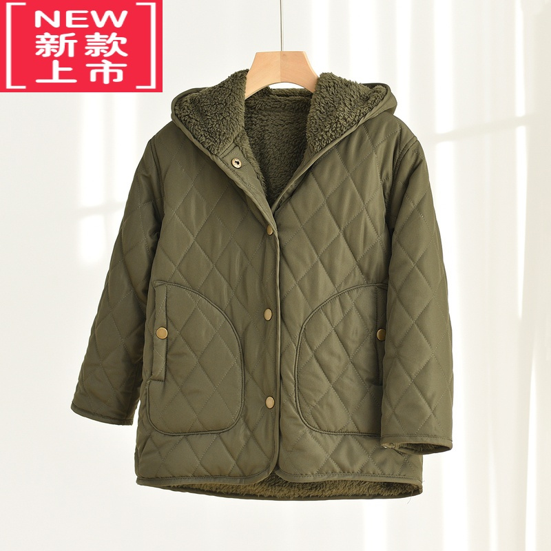 可莉允儿童丝绵连帽棉服 男童女童加绒棉衣 外套中大童冬款童装山东网店