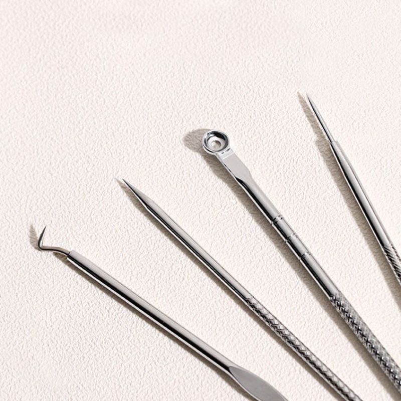 粉刺针祛痘器黑头夹去黑头粉刺痘痘针夹挤痘痘器全套工具精致5件套