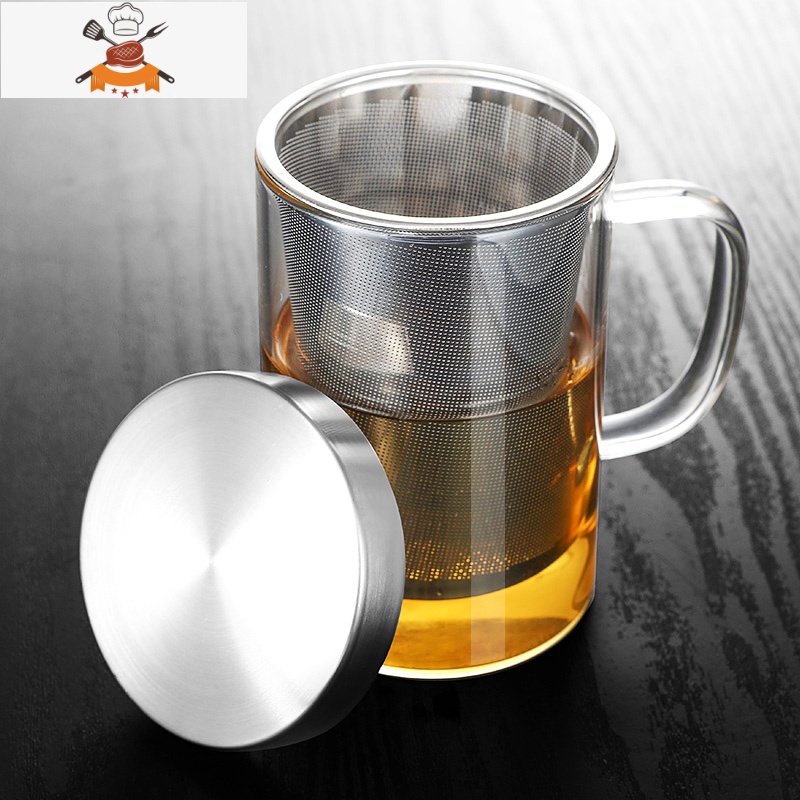 茶水分离杯 泡茶杯办公室 带把手过滤茶叶大容量创意玻璃喝水杯子 敬平高清大图