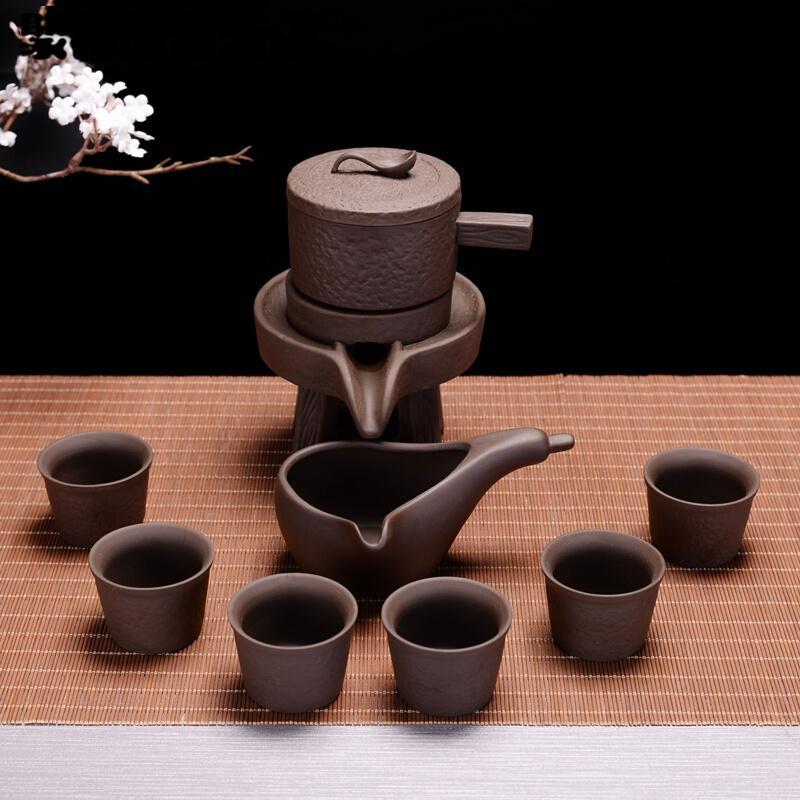 功夫茶具套装陶瓷家用懒人时来运转石磨半全自动茶壶茶杯简约整套简约