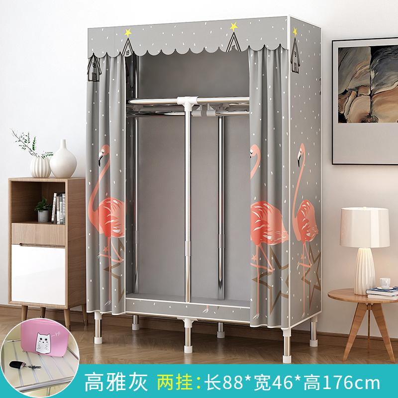 迅迈 简易衣柜家用卧室组装布衣柜钢管结实耐用经济型简约衣橱出租房屋