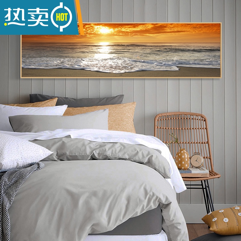 敬平横幅长条装饰画卧室酒店婚房简约大气挂画背景墙床头画卧室装饰画装饰画高清大图