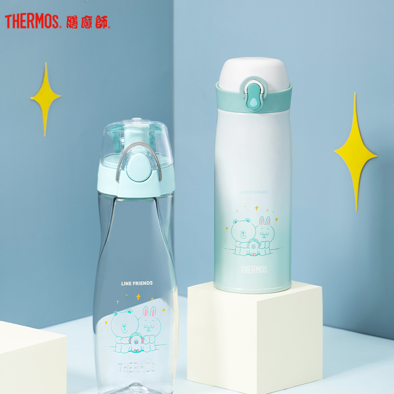 膳魔师，膳魔師（THERMOS）随手杯 linefriends 500ml 朱一龙同款新品塑料杯卡通可爱便携水杯