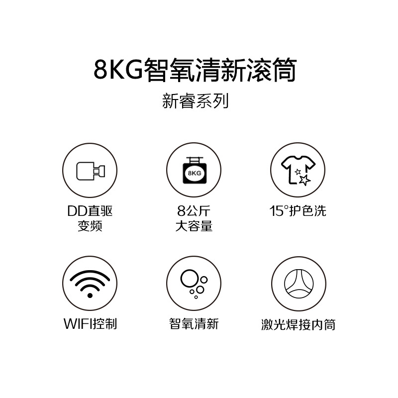 惠而浦(Whirlpool)新睿系列8.5公斤全自动变频智能滚筒洗衣机 空气洗 WG-F85887BCIEP高清大图
