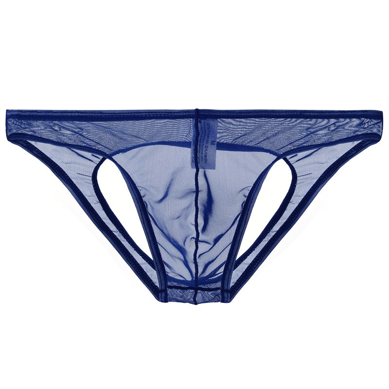 suntek男士透明双丁裤超薄低腰漏屁屁三角裤性感透气裸感男青年内裤