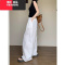 YIBUSHENG慵懒风白色阔腿裤女季新款小个子高腰宽松休闲裤直筒拖地长裤子