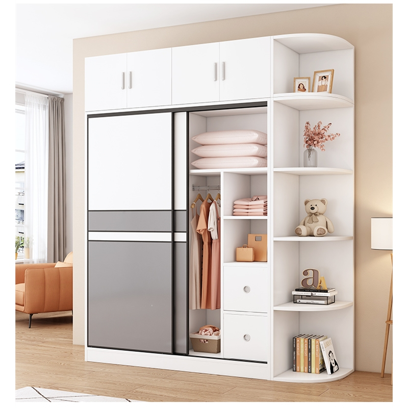 迪玛森衣柜家用卧室简约现代实木小户型组合衣橱出租房用简易推拉门