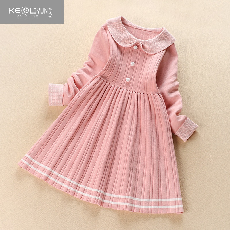 可莉允女童连衣裙款洋气春季2023春装衣服公主裙子儿童装针织毛衣裙