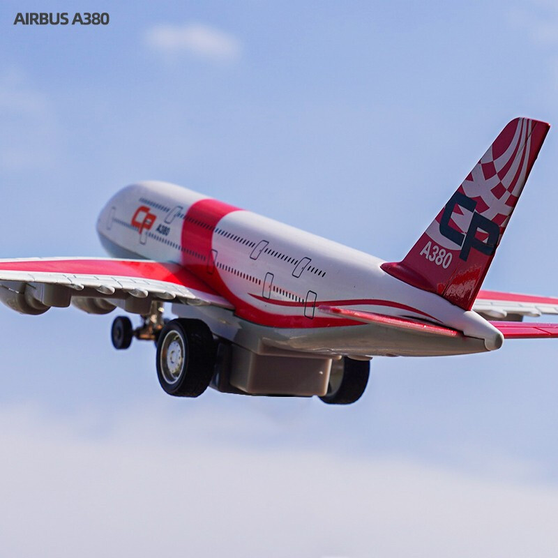 a380飞机模型儿童玩具仿真合金客机空中客车响声回力亮灯空客a380带