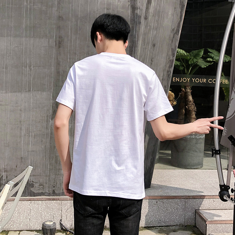 拓路者短袖男t恤潮牌印花纯棉上衣服装半袖2019夏季ins纯色潮流宽松打底衫