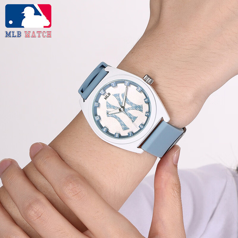 美职棒(MLB)简约百搭时尚潮流石英手表 蓝色 MLB-NY23042-WP5