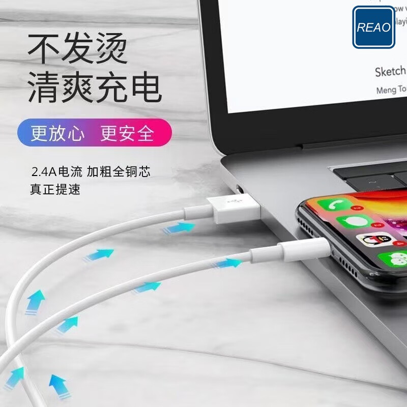 泺澳(REAO)2.4A充电数据线X11 白色高清大图