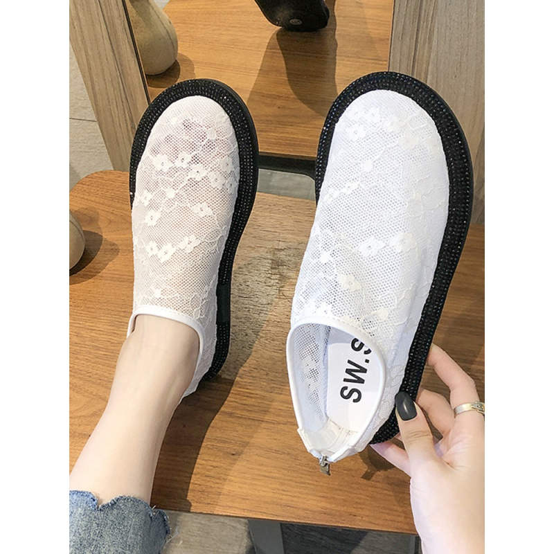 苏芈欧洲站女鞋夏季单鞋2021年新款款百搭豆豆鞋女平底网鞋透气网面