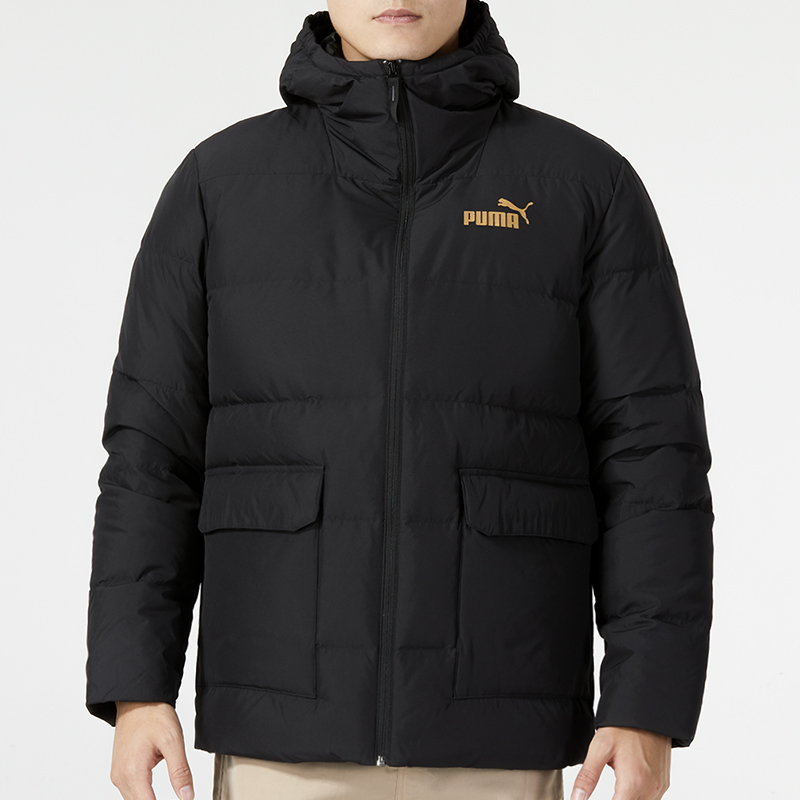 彪马（PUMA）羽绒服男装新款简约户外防风休闲运动服保暖舒适连帽外套 625633-01 ZP L 625633-01/黑色
