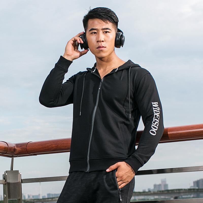 运动卫衣男连帽衫外套跑步健身运动服修身拉链针织开衫