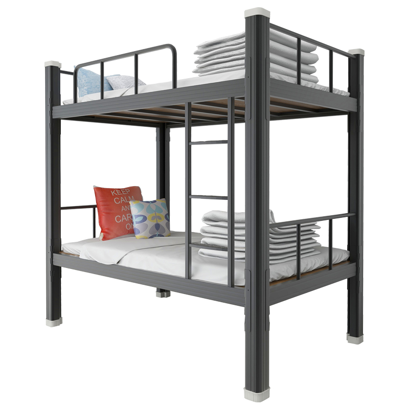 臻远 XCC-04 钢制型材床双层床员工宿舍上下铺学生公寓床双人床铁艺高低床 双层床900宽黑