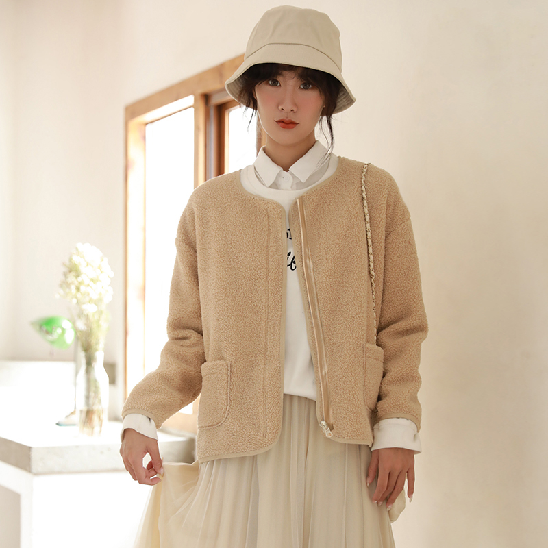 班蒂纳亲子羊羔绒圆领外套羊羔绒外套女洋气外穿新品女士外套ygrywt03