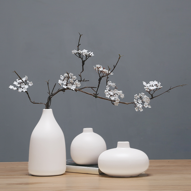 陶瓷器小花瓶客厅摆件北欧创意电视柜插花装饰品现代简约瓷器家居 三维工匠 黑色C款高清大图